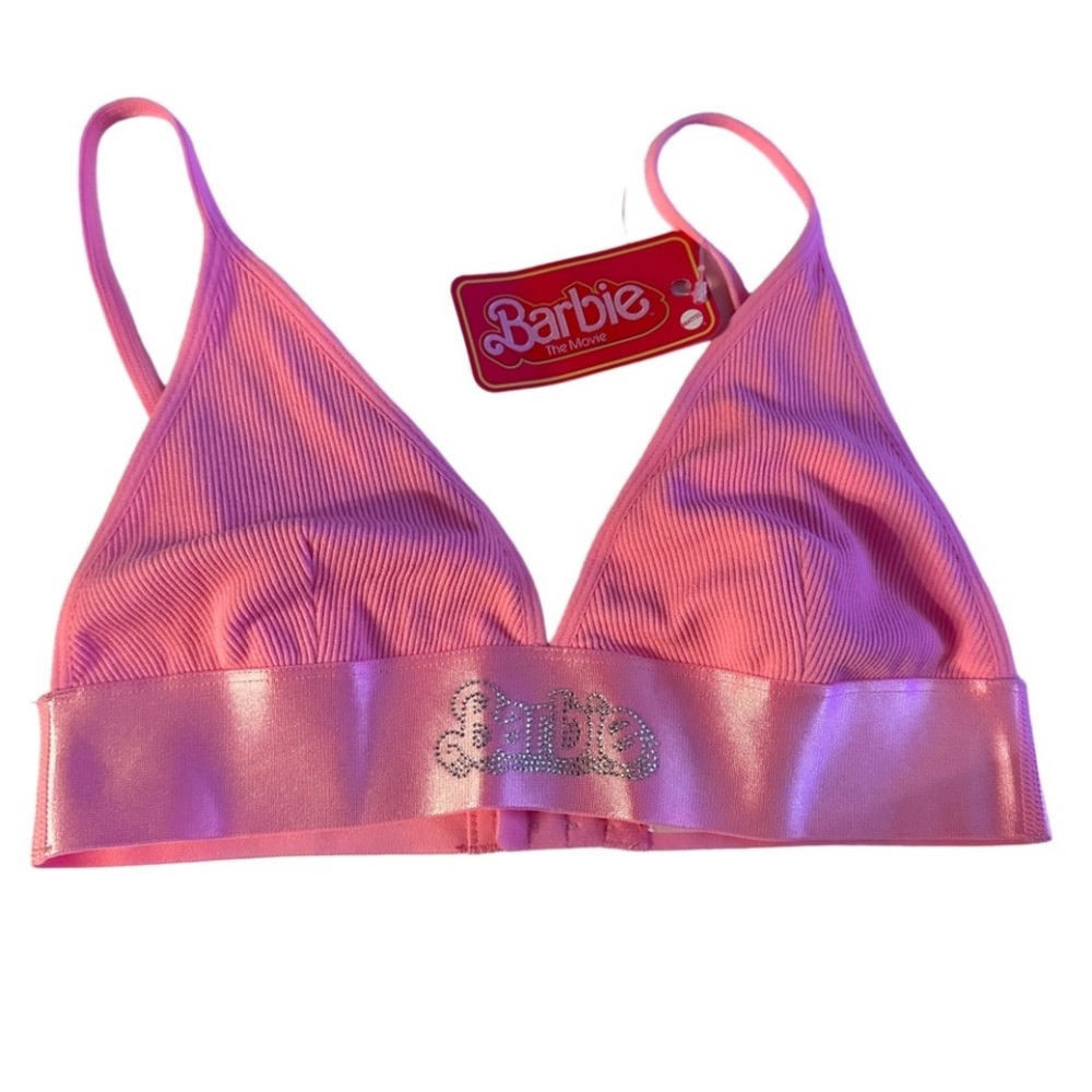 NWOT Barbie Rhinestone Bra Pink size 4/6 says M but it’s a smaller M